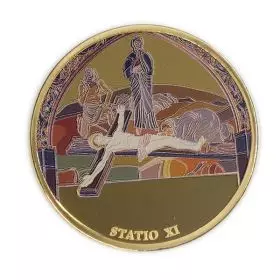 מדליה ממלכתית, תחנה 11: המסמור לצלב, ארד בציפוי זהב, 39 מ"מ, 26.2 גרם - צד הנושא