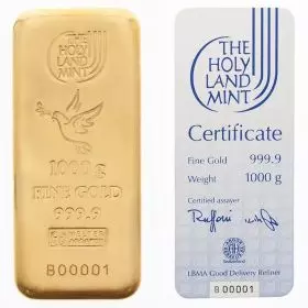 מטיל זהב 1000 גרם - יונת השלום - תעודת אחריות