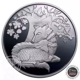 מטבע זיכרון, וגר זאב עם כבש, כסף 925, 30 מ"מ, 14.4 גרם - צד הנושא