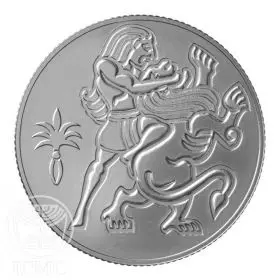 מטבע זיכרון, שמשון והאריה, כסף קשוט, 38.7 מ"מ, 28.8 גרם - צד הנושא