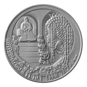 מדליה ממלכתית, המלך שלמה ומלכת שבא - סיפורי התנ"ך, כסף 999, 38.7 מ"מ, 1 אונקיה - צד הנושא