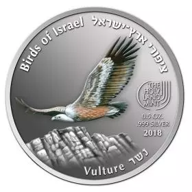 מדליה ממלכתית, נשר - ציפורי ארץ ישראל, כסף קשוט 999, 50 מ"מ, ½ אונקיה - צד הנושא