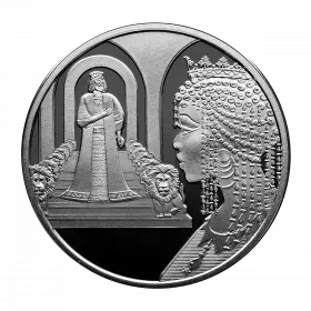 שלמה המלך ומלכת שבא - מטבע כסף/925, 30 מ"מ 14.4 גרם, סדרת תמונות מן התנ"ך