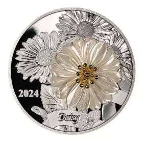 פרח החיננית - מטבע כסף מוזהב 2 אונקיות בשילוב פנינה 2024