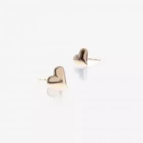 עגילי זהב 9 קראט צמודים בצורת לב
