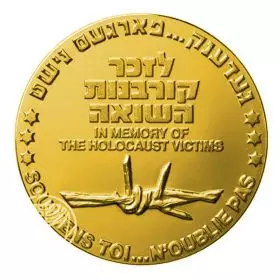 מדליה כללית לזכר קורבנות השואה -  זהב/585 קשוט, 30.5 מ"מ, 17 גרם