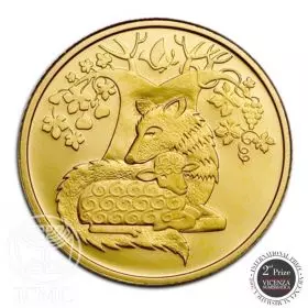 מטבע זיכרון, וגר זאב עם כבש, זהב 999, קשוט, 13.92 מ"מ, 1.24 גרם - צד הנושא