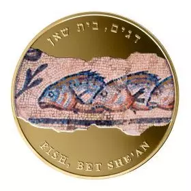 דגים, פסיפסים עתיקים בארץ ישראל, 1 אונקיה זהב 9999 38.7 מ"מ