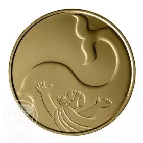 מטבע זיכרון, יונה במעי הדג, זהב קשוט, 30 מ"מ, 16.96 גרם - צד הנושא