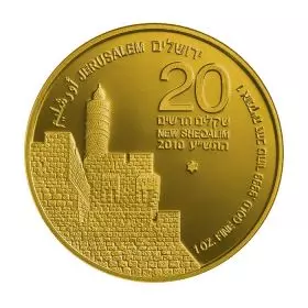 מגדל דוד - 1 אונקיה בוליון זהב טהור 9999, 32 מ"מ, סדרת מטבעות הבוליון "ירושלים של זהב"