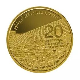 הכותל המערבי - 1 אונקיה בוליון זהב טהור 9999, 32 מ"מ, סדרת מטבעות הבוליון "ירושלים של זהב"