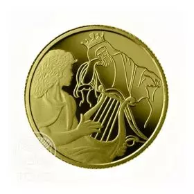 מטבע זיכרון, דוד מנגן לשאול, זהב, 13.92 מ"מ, 1.24 גרם - צד הנושא