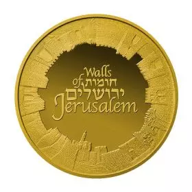 חומות ירושלים - 1 אונקיה בוליון זהב 9999, 32 מ"מ, השלישי בסדרת הבוליון "נופי ירושלים"