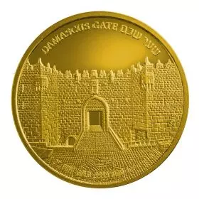 שער שכם- 1 אונקיה בוליון זהב 9999, 32 מ"מ, השלישי בסדרת הבוליון "שערי ירושלים"