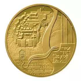 עיר דוד - 1 אונקיה בוליון זהב 9999, 32 מ"מ, הרביעי בסדרת הבוליון "נופי ירושלים"