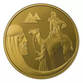 מטבע זיכרון, יצחק ורבקה, זהב קשוט, 30 מ"מ, 16.96 גרם - צד הנושא