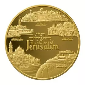 הרי ירושלים - 1 אונקיה בוליון זהב 9999, 32 מ"מ, החמישי בסדרת הבוליון "נופי ירושלים"