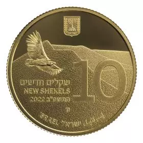 מטבע זיכרון, גמלא והנשרים, זהב 916, קשוט, 30 מ"מ, 16.96 גרם - צד הערך