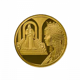 שלמה המלך ומלכת שבא - מטבע זהב/9999 13.92 מ"מ 1.244 גרם, סדרת תמונות מן התנ"ך