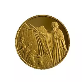 משה והסלע - מטבע זהב/9999 13.92 מ"מ 1.244 גרם, סדרת תמונות מן התנ"ך