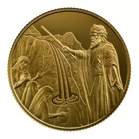 משה והסלע - מטבע זהב/917  ה-26 בסדרת תמונות מן התנ"ך