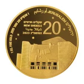 תיאטרון ירושלים - ירושלים של זהב, בוליון 1 אונקייה זהב 9999, 32 מ"מ
