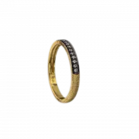 14k Gold Ring with band of diamonds darkened with Rhodium