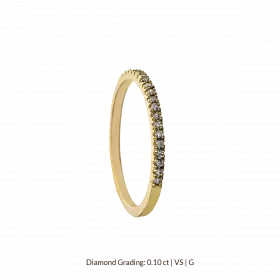 טבעת זהב צהוב 14 קראט שיבוץ יהלומים 0.10ct