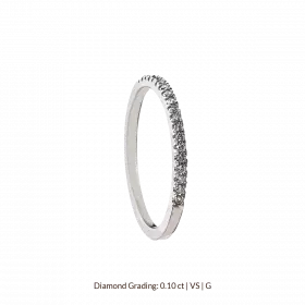 טבעת זהב לבן 14 קראט שיבוץ יהלומים 0.10ct