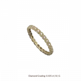 טבעת זהב צהוב 14 קראט חישוק יהלומים 0.105ct