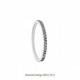 טבעת זהב לבן 14 קראט שיבוץ יהלומים 0.08ct