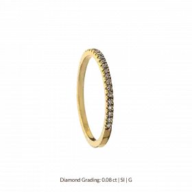 טבעת זהב צהוב 14 קראט שיבוץ יהלומים 0.08ct