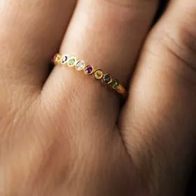 טבעת זהב 14 קראט ואבני חן