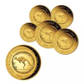 25 שנה למטבע הקנגרו האוסטרלי - סט 6 מטבעות זהב נדיר