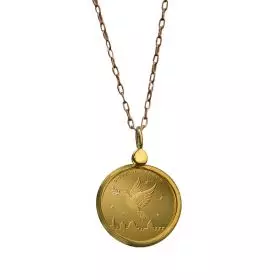 שרשרת עם תליון זהב 14 קראט משובץ 1/4 אונקיה בוליון זהב טהור ''יונת השלום''