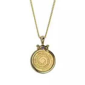 שרשרת זהב 14 קראט עם רובי, ספיר ותליון מדלית זהב 14K ″מעגל הברכות″