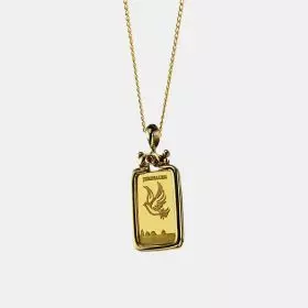 14K Gold Necklace with 1g Gold Bar 999.9 and Ruby Pendant