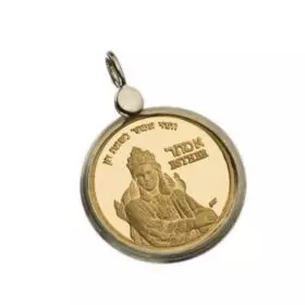 תליון זהב 14 קראט בשיבוץ מדליית זהב טהור אסתר