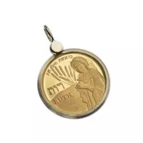 תליון זהב 14 קראט בשיבוץ מדליית זהב טהור רות