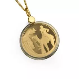 שרשרת זהב 14K עם תליון מטבע זהב יצחק ורבקה