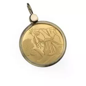 14K Gold Pendent with "David&Shaul" Gold Coin