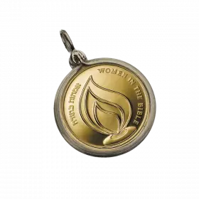 תליון זהב 14 קראט בשיבוץ מדליית זהב טהור רבקה מסדרת אמהות בתנ"ך