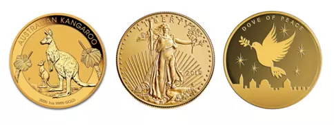 בוליון יונת השלום, מטבע בוליון אמריקן איגל, מטבע בוליון קנגרו אוסטרלי