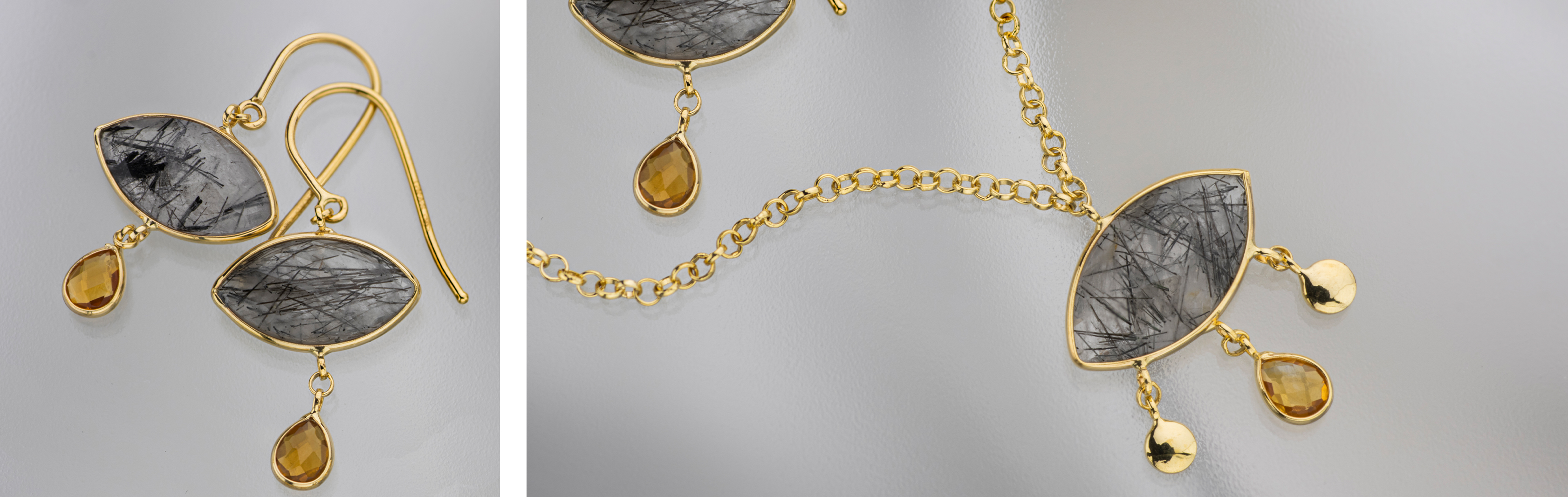 14k Gold Earrings, 14k Gold Necklace, 14k Gold Jewelry, Women Jewelry, Gras Jewelry, Gold Jewelry Gras, Rutile Quartz Earrings, Rutile Quartz Necklace, one of a kind jewelry, designed jewelry, unique jewelry