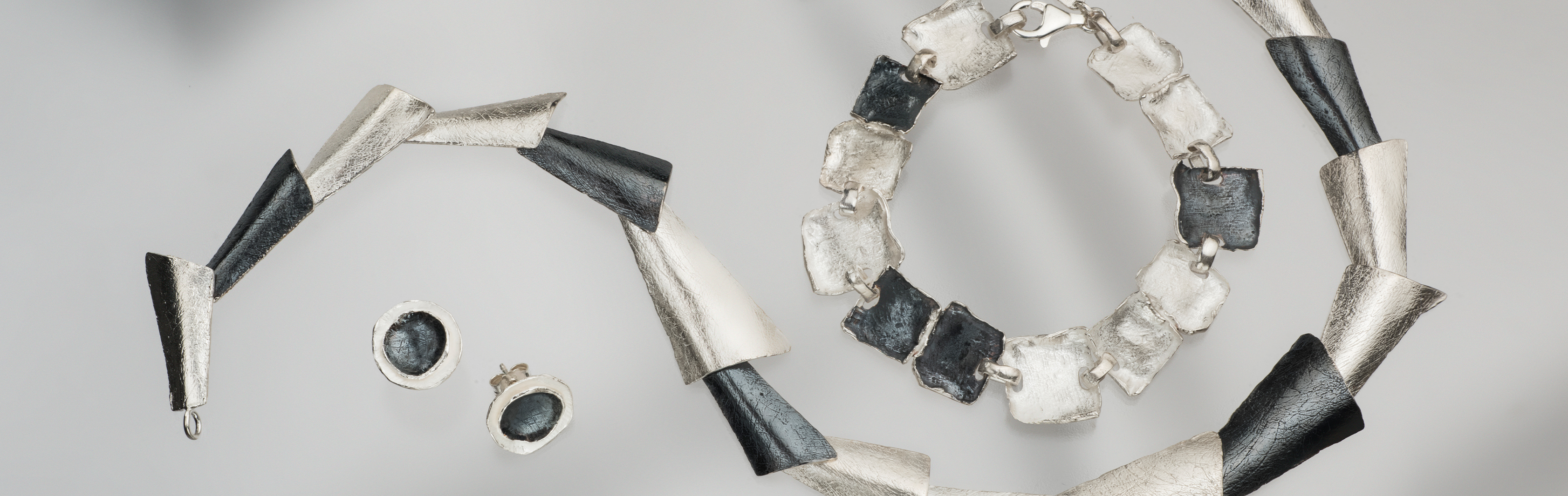 Blackened Silver, Blackened Silver Jewelry, Bleached Silver, Link Chain, Link Bracelet, Necklace, Silver Necklace, Silver Earring, Blackened Silver Earring, Stud Earrings, GRAS Silver Jewelry